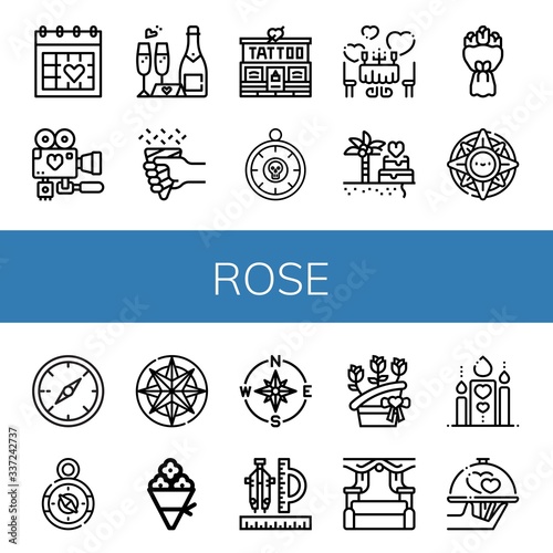 rose simple icons set