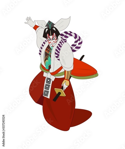 Tela Illustration of Kabuki.  Japanese culture.