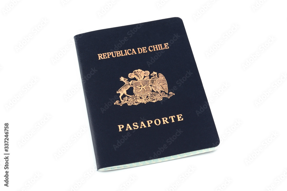 Chilean passport isolated on white background.