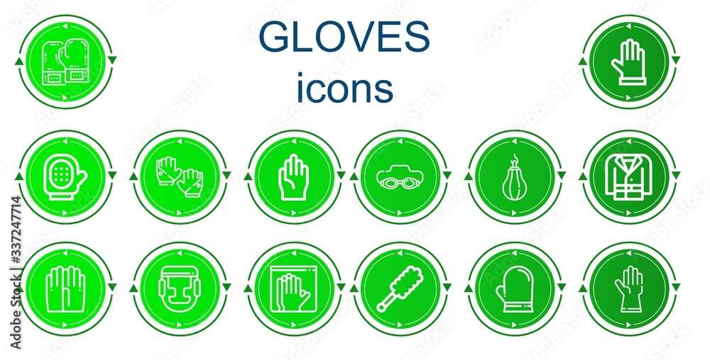 Editable 14 gloves icons for web and mobile Editable 14 gloves icons for web and mobile