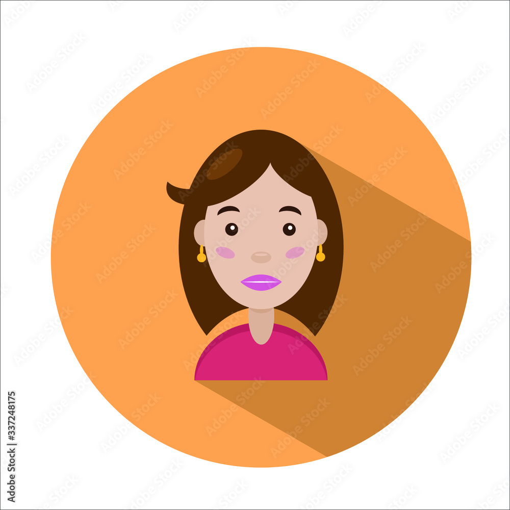 Vector girl icon in a flat style for avatar, logo, web, site, profile. Stylish girl with earrings Vector girl icon in a flat style for avatar, logo, web, site, profile. Stylish girl with earrings