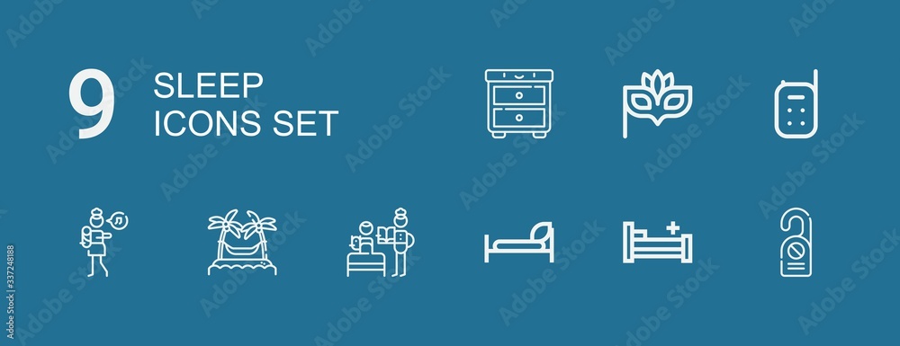 Editable 9 sleep icons for web and mobile