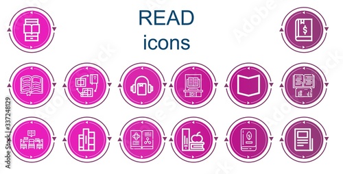 Editable 14 read icons for web and mobile