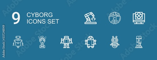 Editable 9 cyborg icons for web and mobile