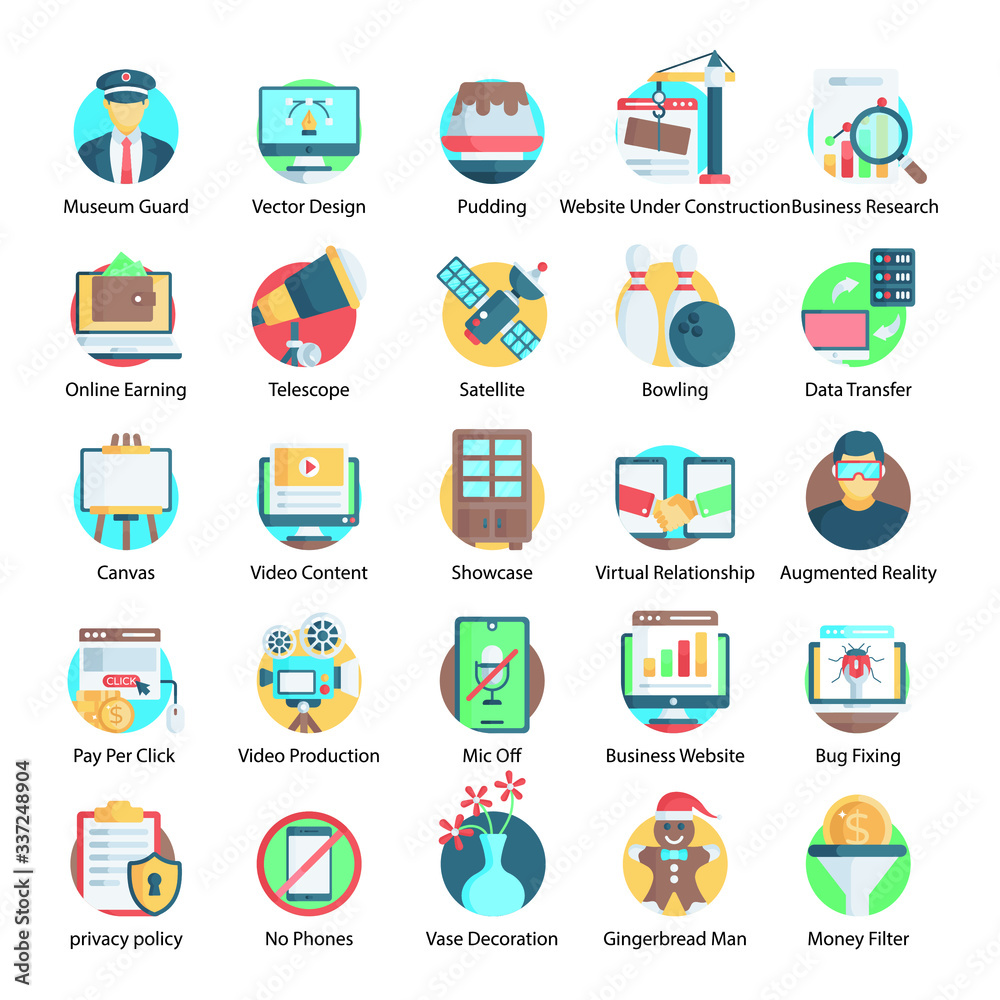 Colorful Flat Icons Editable Style Colorful Flat Icons Editable Style