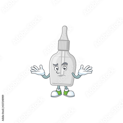 An image of bottle with pipette in grinning mascot cartoon style