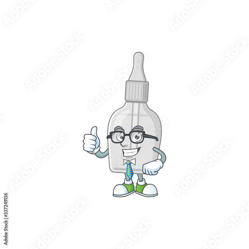 Cartoon character design of bottle with pipette successful businessman