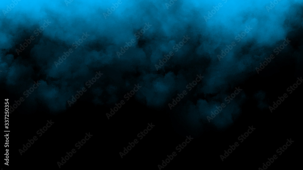 Smoke on the floor. Isolated black background. Misty blue fog film effect texture overlays for text or space. Stock illustration. Smoke on the floor. Isolated black background. Misty blue fog film effect texture overlays for text or space. Stock illustration.