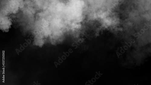 Abstract smoke steam moves on a black background . The concept of aromatherapy. Stock illustration.