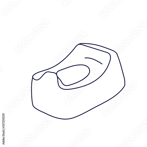 Children's potty in doodle style. Hand drawn vector illustration in black ink on white background. 
