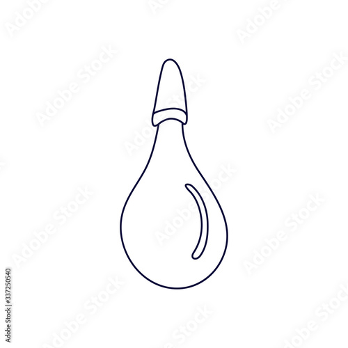 A baby enema or  a bulb syringe in doodle style. Hand drawn vector illustration in black ink on white background. 