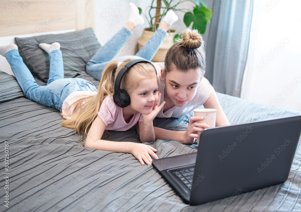 Schoolgirls studing at home Schoolgirls studing at home