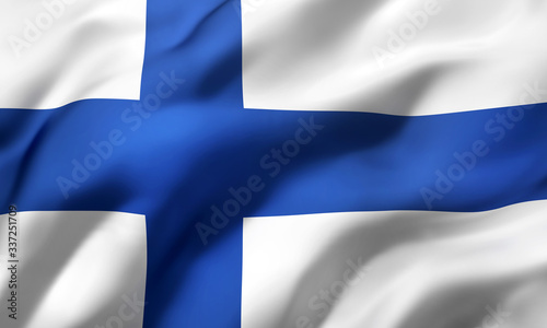 Fotografering Flag of Finland blowing in the wind