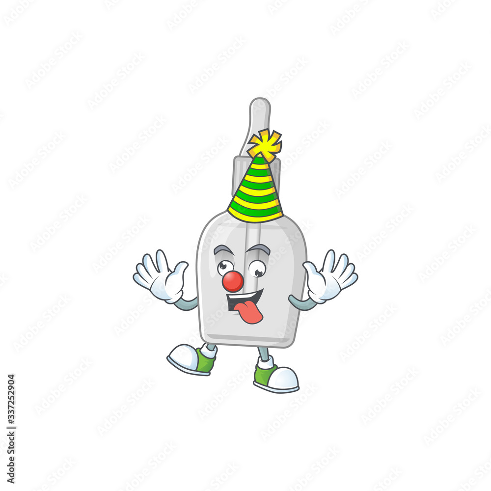 Amusing Clown bottle with pipette cartoon character mascot style