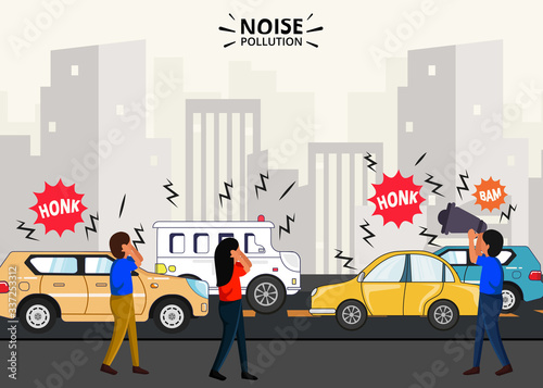 Noise pollution by vehicles illustration