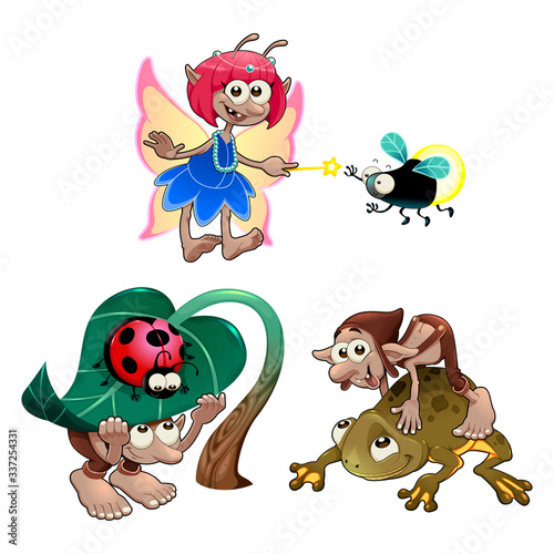 Fairy and gnomes playing wi...