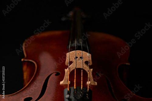Close up of cello bridge