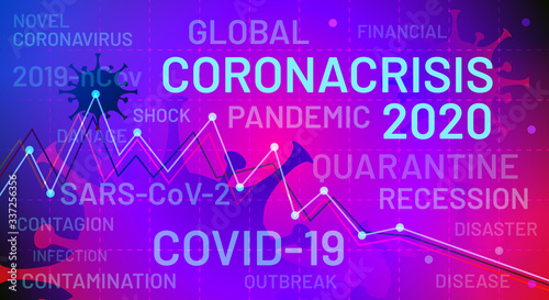 Crisis recession due to viral concept. Coronavirus crisis of 2020. Coronacrisis. Covid-19 pandemic is affecting the global economy. Corona virus weakens economy