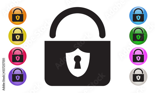 LOCK Security Shield Protection icon. Firewall, cyber security concepts. Vector Illustration EPS 10