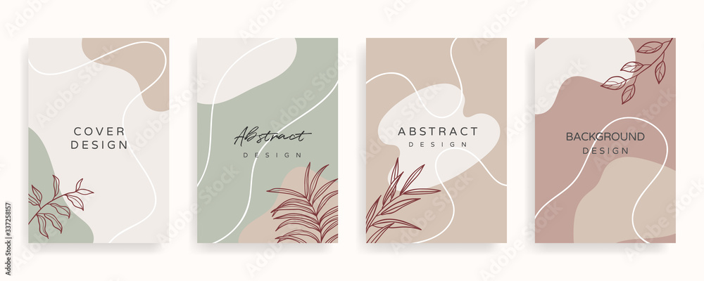 Social media banner template. Editable mockup for stories, post, blog, sale and  promotion. Abstract earth tone coloured shapes, line arts background design for personal, fashion and beauty blogger.