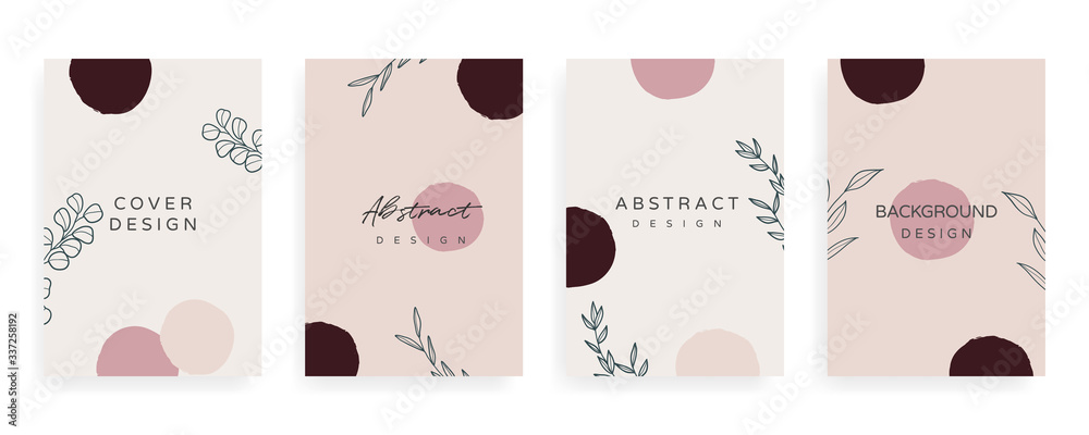 Fototapeta Social media banner template. Editable mockup for stories, post, blog, sale and promotion. Abstract earth tone coloured shapes, line arts background design for personal, fashion and beauty blogger.