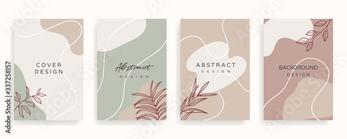 Social media banner template. Editable mockup for stories, post, blog, sale and  promotion. Abstract earth tone coloured shapes, line arts background design for personal, fashion and beauty blogger.