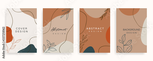 Social media banner template. Editable mockup for stories, post, blog, sale and  promotion. Abstract earth tone coloured shapes, line arts background design for personal, fashion and beauty blogger.