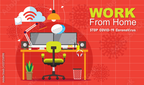 Working from home during Covid-19, Social distancing concept..