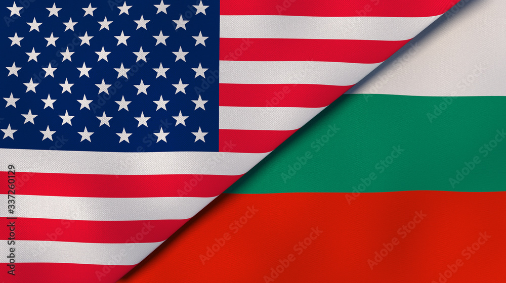 The flags of United States and Bulgaria. News, reportage, business background. 3d illustration The flags of United States and Bulgaria. News, reportage, business background. 3d illustration