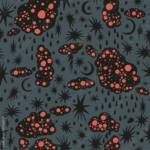 Hand drawn stylish mininal nigth sky seamless pattern. photo