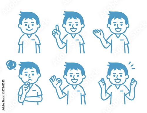 Collection of poses for male nurses