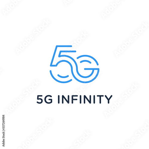 Logo design of the 5G symbol in combination with the concept of infinity