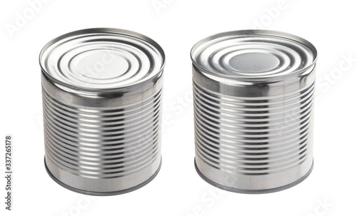 Aluminum tin cans isolated on white background