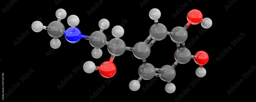 3d glass structure of adrenaline molecule 3d glass structure of adrenaline molecule