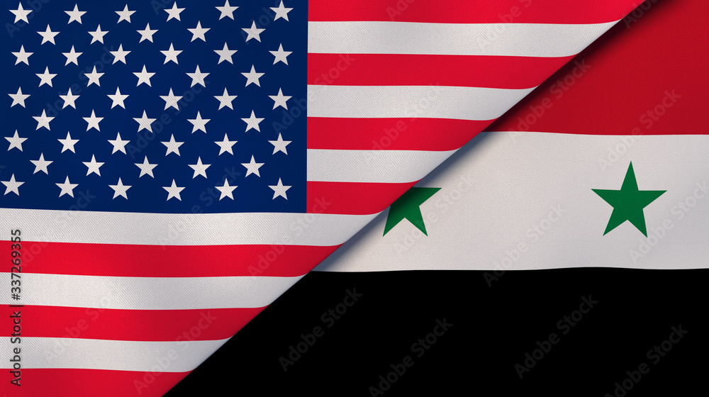 Obraz premium The flags of United States and Syria. News, reportage, business background. 3d illustration
