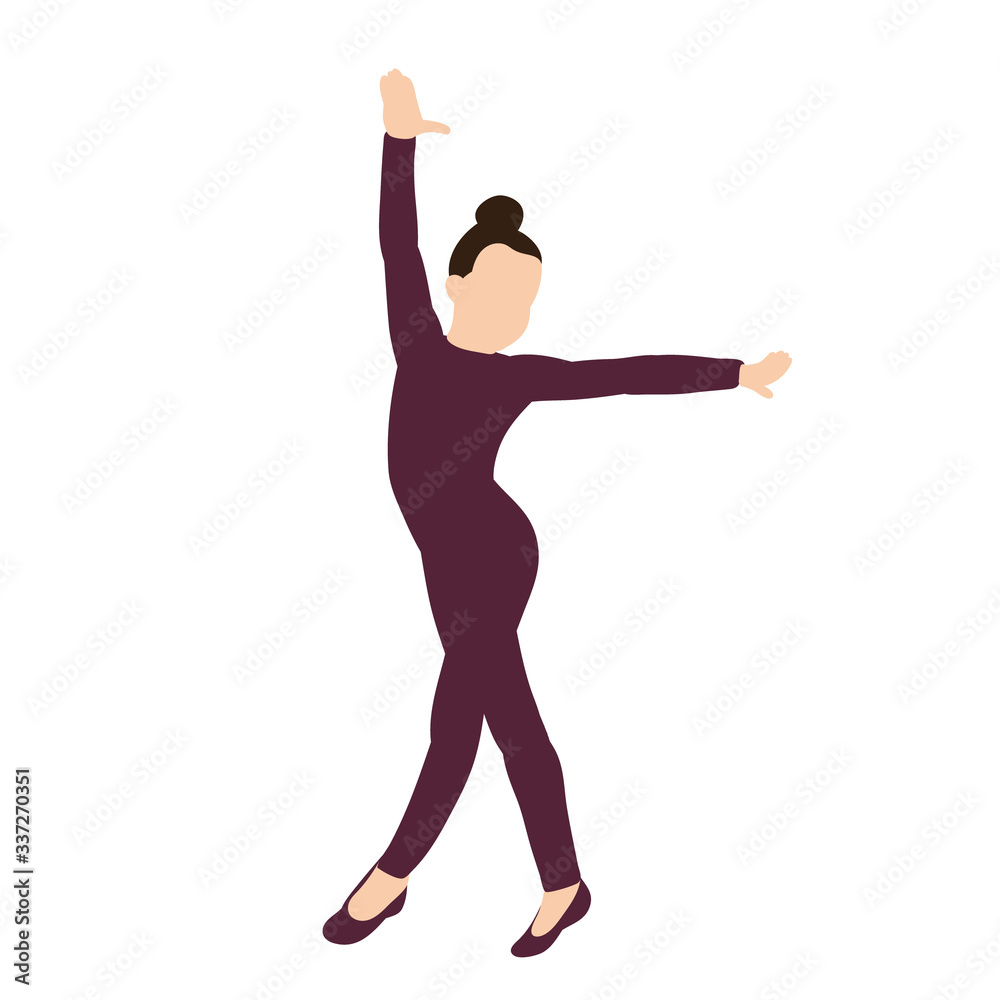 vector, isolated, in flat style girl gymnast, performance