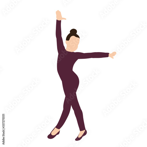 vector, isolated, in flat style girl gymnast, performance
