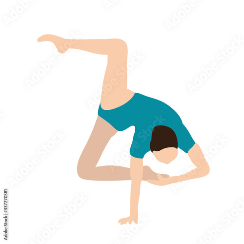 vector, isolated, in flat style girl gymnast, performance