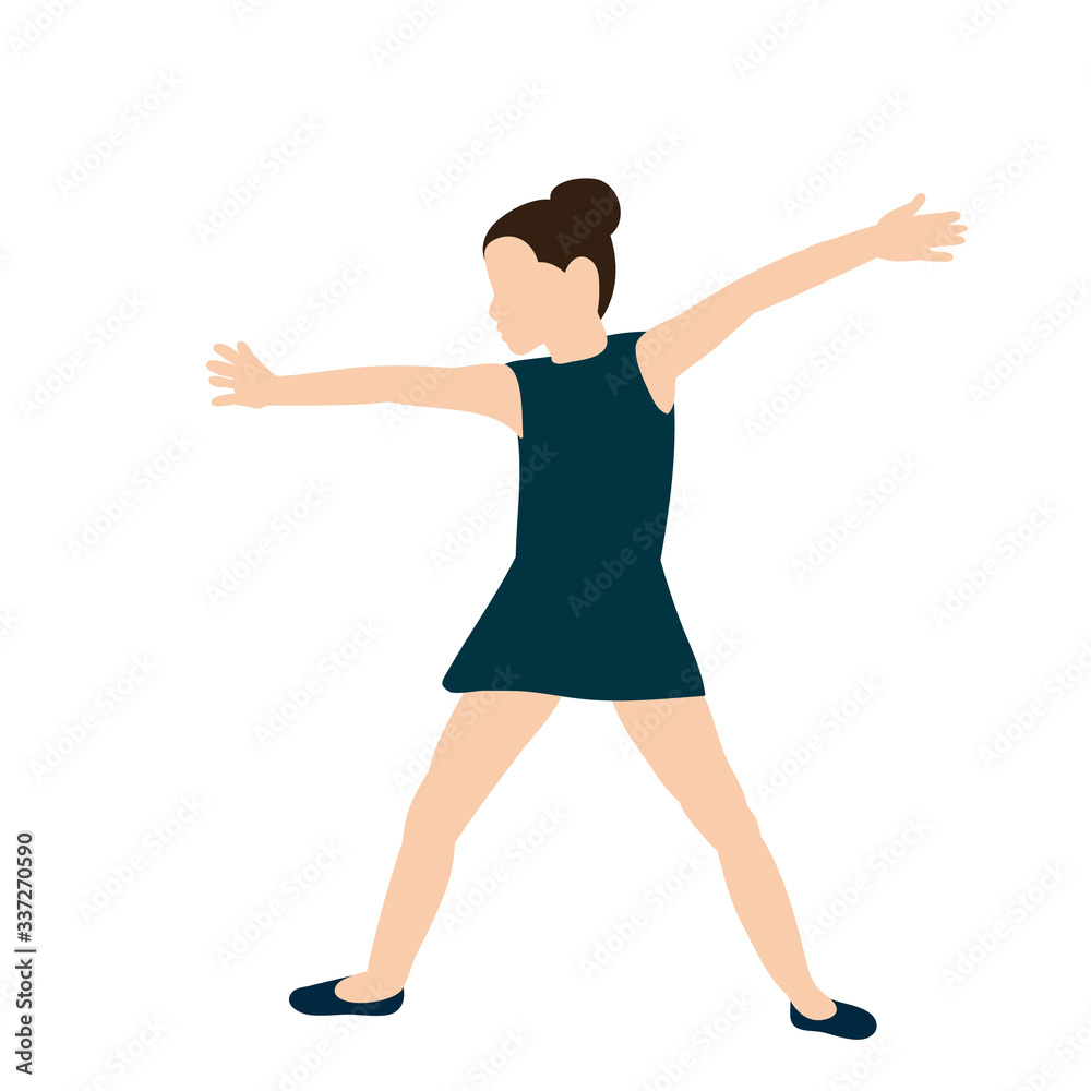  isolated, in flat style girl gymnast on a white background