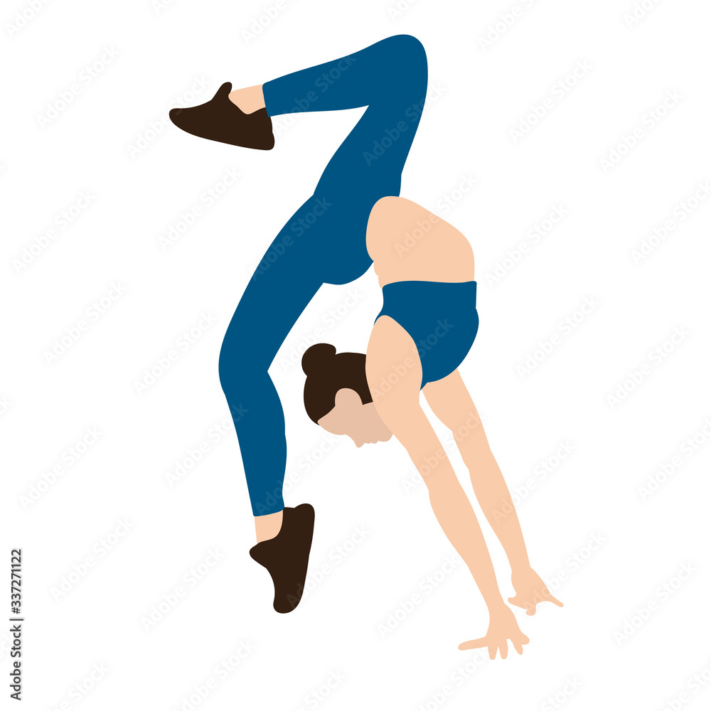 isolated, in a flat style girl gymnast, acrobatics isolated, in a flat style girl gymnast, acrobatics
