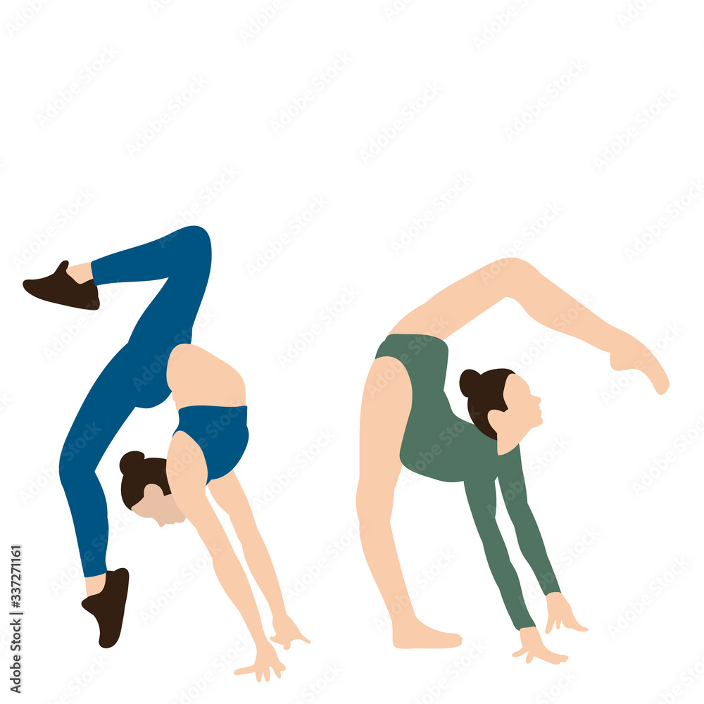 vector, isolated, in a flat style girl gymnast, acrobatics vector, isolated, in a flat style girl gymnast, acrobatics
