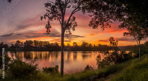 Beautiful Panoramic River Sunset
