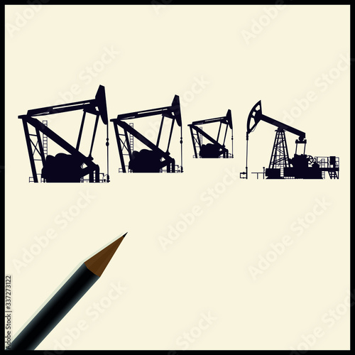 Silhouette of an oil production platform. Vector.