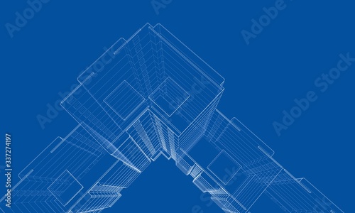 Vector wire-frame model of a multi-storey building