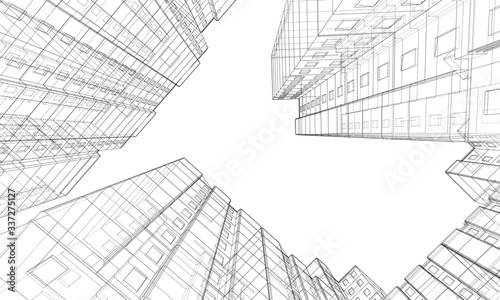 Vector wire-frame model of a multi-storey building