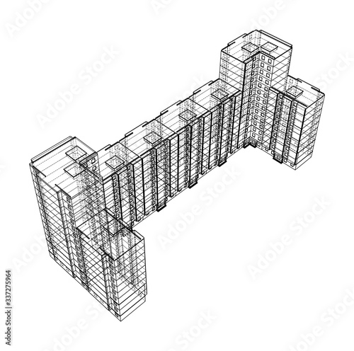 Vector wire-frame model of a multi-storey building