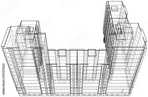 Vector wire-frame model of a multi-storey building