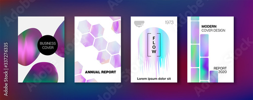 Holographic Gradient Vector Background. Fluid Holo Bright Trendy Layout. 