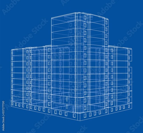 Vector wire-frame model of a multi-storey building