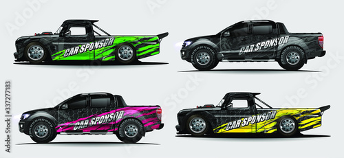 set of vehicle graphic kit vector. Modern abstract background for car wrap branding and automobile sticker decals livery 

